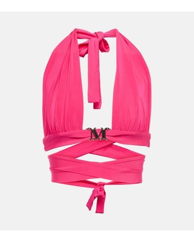 Max Mara Glauco Halterneck Bikini Top - Pink