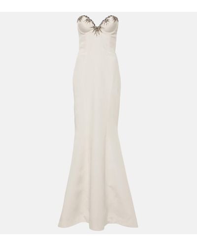 Miss Sohee Iris Embellished Silk Maxi Dress - White