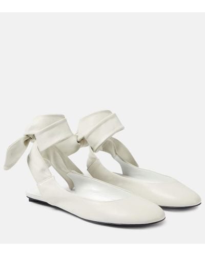 The Attico Bridal Cloe Leather Slingback Flats - White