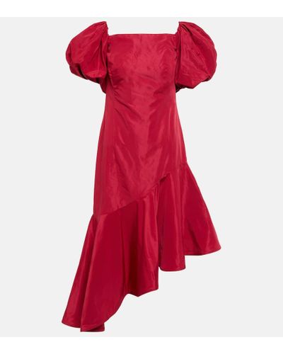 Polo Ralph Lauren Vestido midi de tafetan con volantes - Rojo