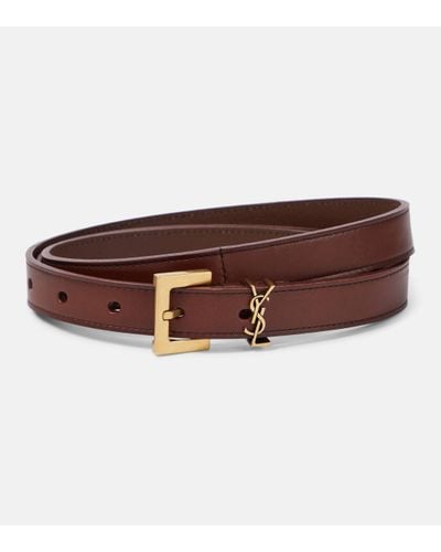 Saint Laurent Cassandre 20 Leather Belt - Brown