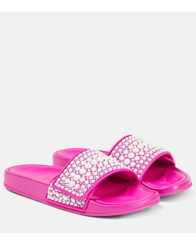 Jimmy Choo Rubber Slides With Pearls - Pink