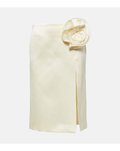 Magda Butrym Floral-applique Silk And Wool Skirt - White