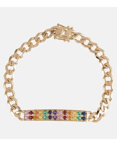 Sydney Evan Id Bar 14kt Gold Chain Bracelet With Diamonds - Metallic