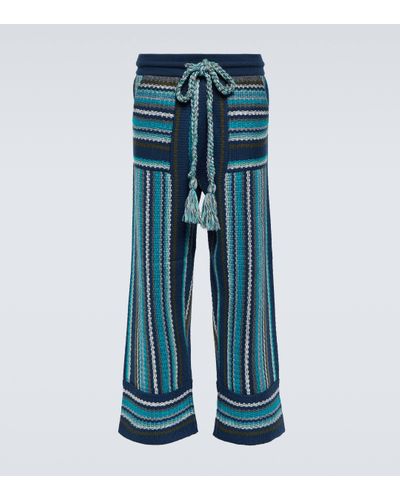 Alanui Pantalon Ushuaia Stories Baja en laine - Bleu