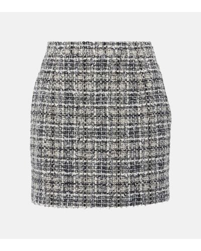 Alessandra Rich Checked Lame Tweed Miniskirt - Gray