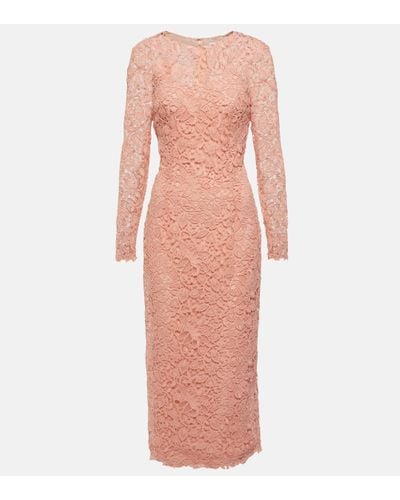 Carolina Herrera Robe midi en dentelle - Rose