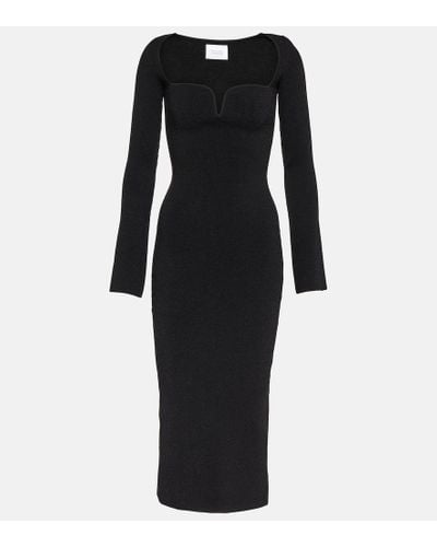 Galvan London Gaia Ribbed-knit Midi Dress - Black