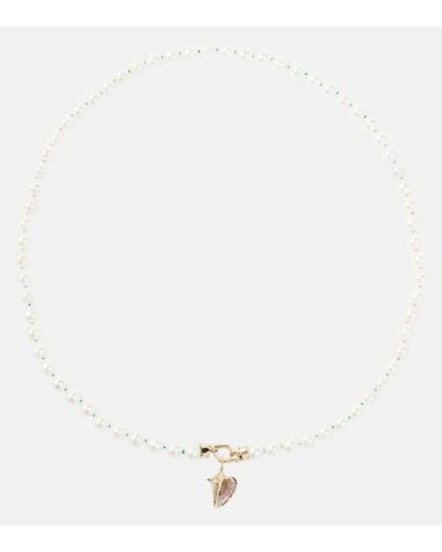 Sydney Evan Collar Conch de oro de 14 ct con perlas y piedras - Blanco