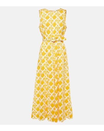 Diane von Furstenberg Vestido midi Elliot de algodon y lino - Amarillo