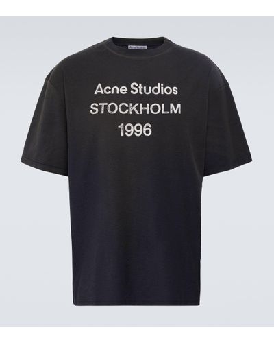 Acne Studios T-shirt imprime en coton melange a logo - Noir