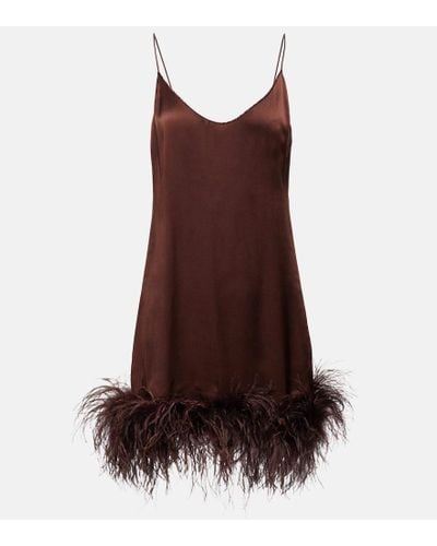 Oséree Plumage Feather-trimmed Minidress - Brown