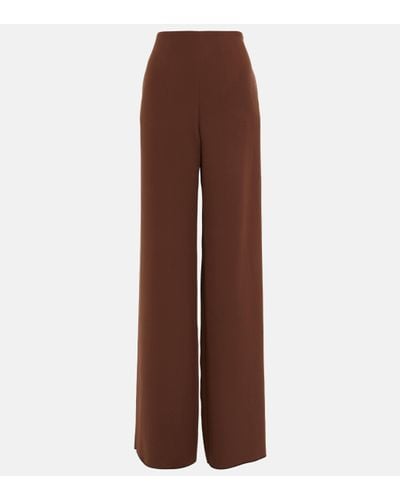 Valentino Wide-leg Silk Trousers - Brown