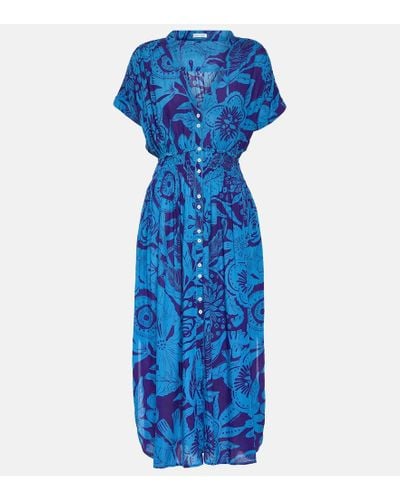Poupette Becky Printed Midi Dress - Blue