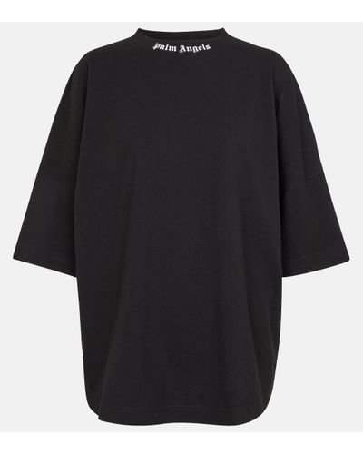Palm Angels Oversized Logo-print Cotton-jersey T-shirt - Black
