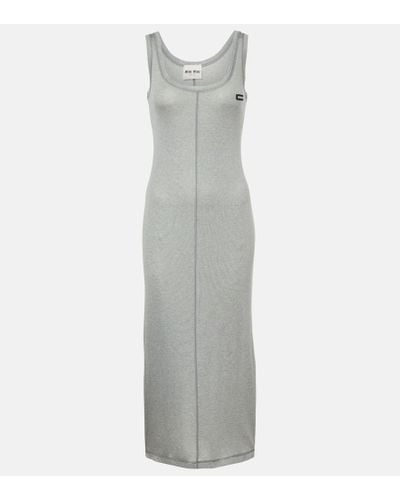 Miu Miu Vestido midi de seda - Blanco