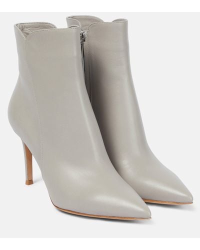 Gianvito Rossi Levy 85 Leather Ankle Boots - Grey