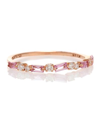 Suzanne Kalan 18kt Rose Gold Ring With Pink Sapphires And Diamonds