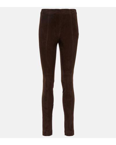 Polo Ralph Lauren High-rise Skinny Suede Trousers - Brown