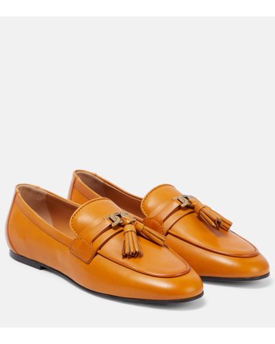 Tod's Kate Leather Loafers - Orange