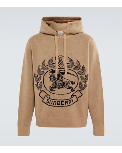 Burberry Hoodie Equestrian Knight aus Wolle - Natur