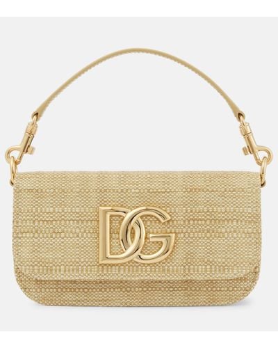 Dolce & Gabbana 3.5 Raffia Shoulder Bag - Metallic