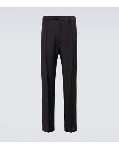 Prada Pantalones de mohair y lana con logo - Negro