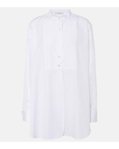 The Row Amalia Oversized Cotton Poplin Shirt - White