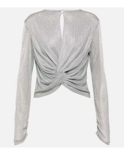 Costarellos Arnezeder Metallic Jersey Top - Gray