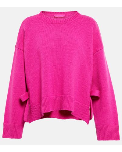 Valentino Bow-trimmed Wool Sweater - Pink