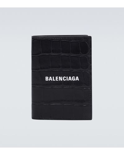 Balenciaga Bedrucktes Portemonnaie aus Leder - Schwarz
