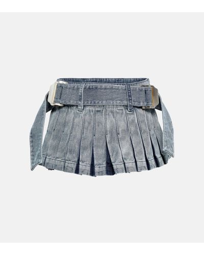 Dion Lee Pleated Denim Miniskirt - Blue