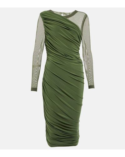 Norma Kamali Diana Ruched Jersey Midi Dress - Green