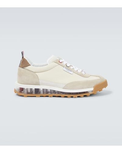 Thom Browne Sneakers Tech Runner con suede - Bianco