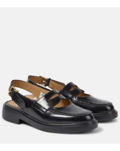 Thom Browne Leather Slingback Loafers - Black