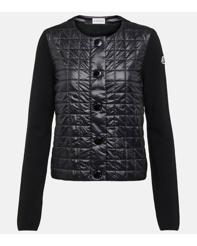 Moncler Down-paneled Wool Cardigan - Black