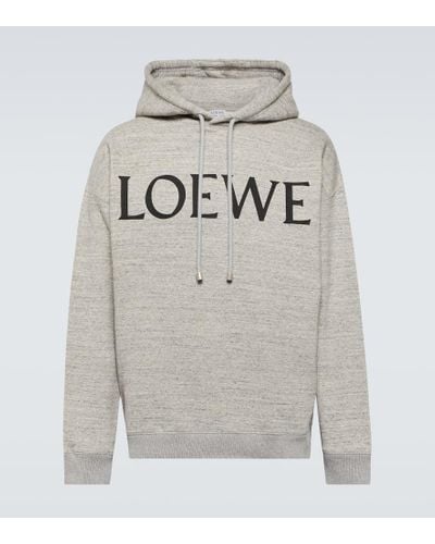 Loewe Logo Cotton Jersey Hoodie - Gray