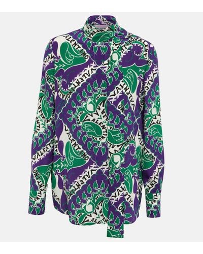 Valentino Bedruckte Bluse aus Seide - Grün