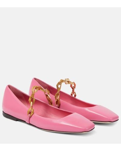 Jimmy Choo Diamond Tilda Leather Ballet Flats - Pink