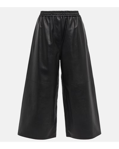 Loewe Pantalon raccourci en cuir - Noir