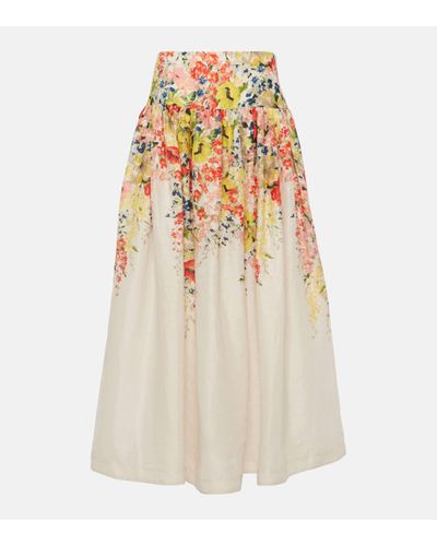 Zimmermann Alight Basque Midi Skirts - Natural