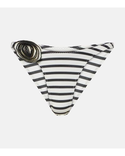 SAME Rose 90s Striped Bikini Bottoms - White
