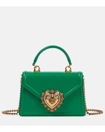Dolce & Gabbana Devotion Small Leather Shoulder Bag - Green