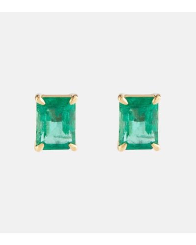 SHAY Colombian 18kt Yellow Gold Earrings With Emeralds - Green