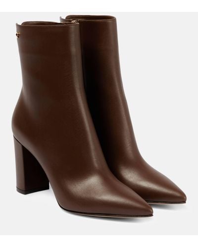 Gianvito Rossi Piper 85 Leather Ankle Boots - Brown