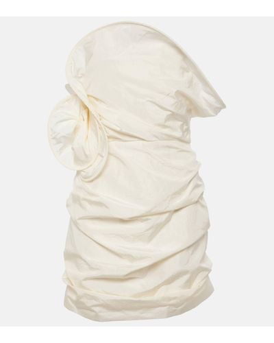 Magda Butrym Sculptural Rose Silk Taffeta Minidress - White