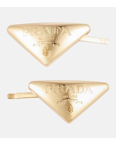 Prada Logo Hair Clip - Metallic
