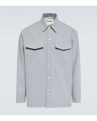 Jil Sander Camisa de algodon con bolsillos - Gris