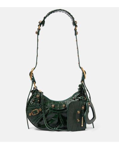 Balenciaga Le Cagole Small Croc-effect Leather Bag - Green