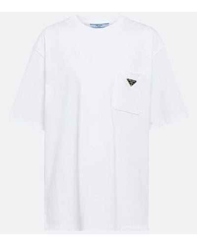 Prada T-Shirt aus Baumwoll-Jersey - Weiß